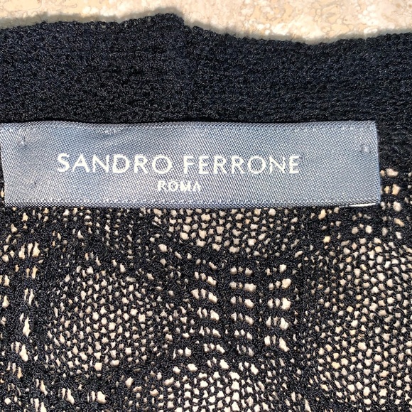 SANDRO FERRONE black linen blend knit cardigan sweater, hip length. Medium EUC - Picture 9 of 17